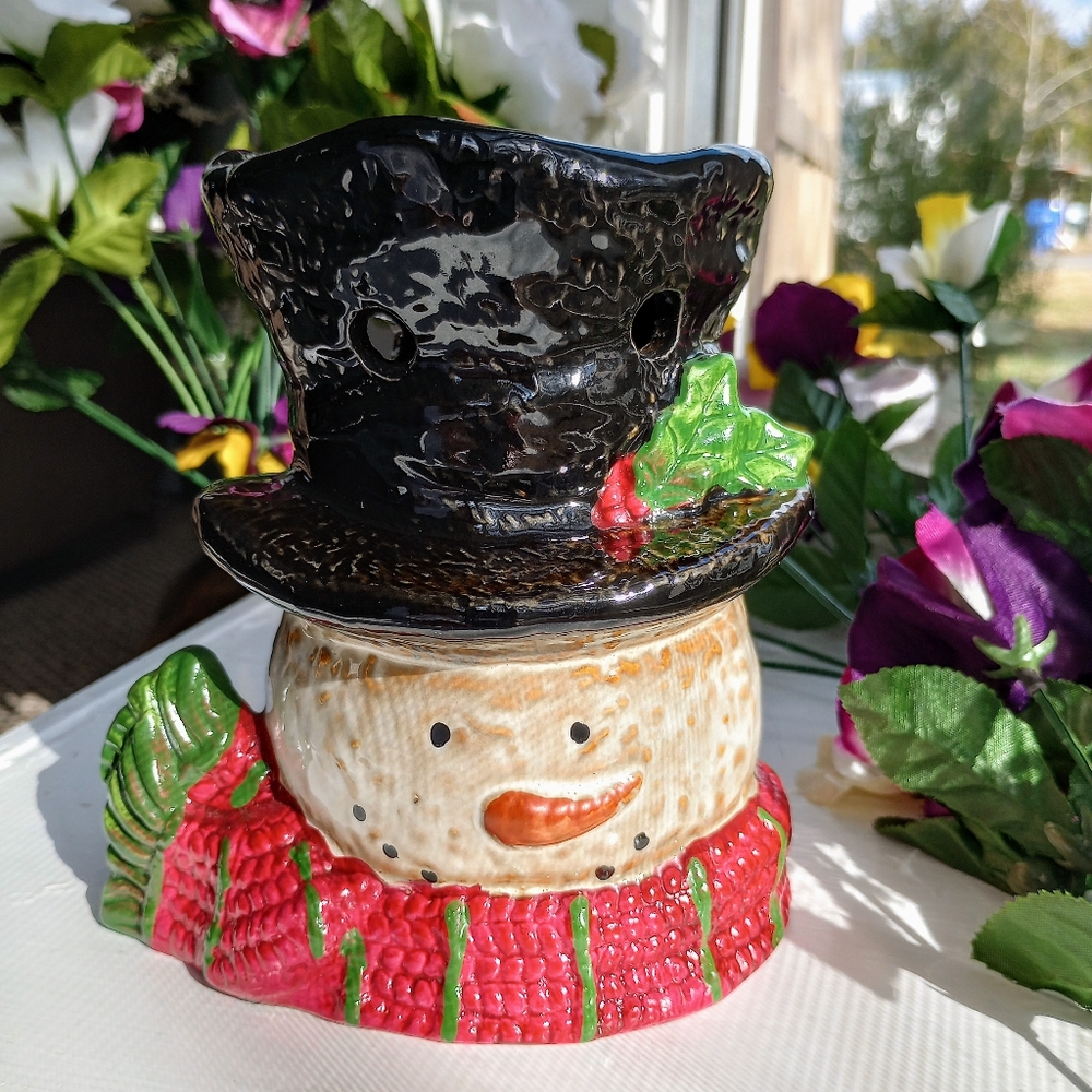 Yankee Candle Large Ceramic Snowman Tart Warmer Mint Condition Rare Wax Warmer